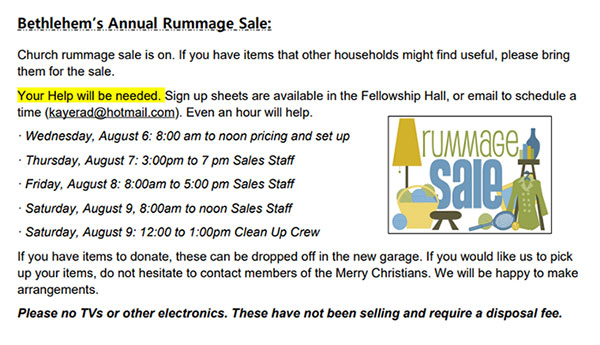 Rummage Sale